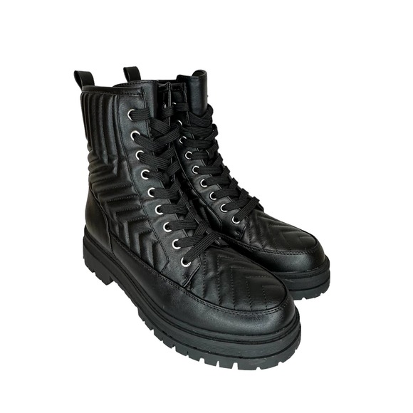 Marc Fisher Shoes - Marc Fisher Women's Black Lace Up Combat Boots Size 7.5 Pierce Lug Sole Booties